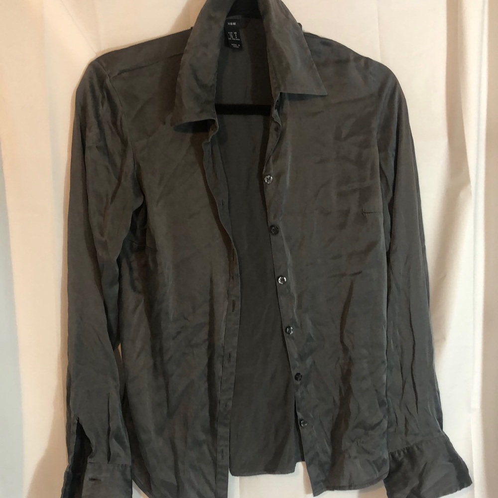H&M Dark Grey Silk Top